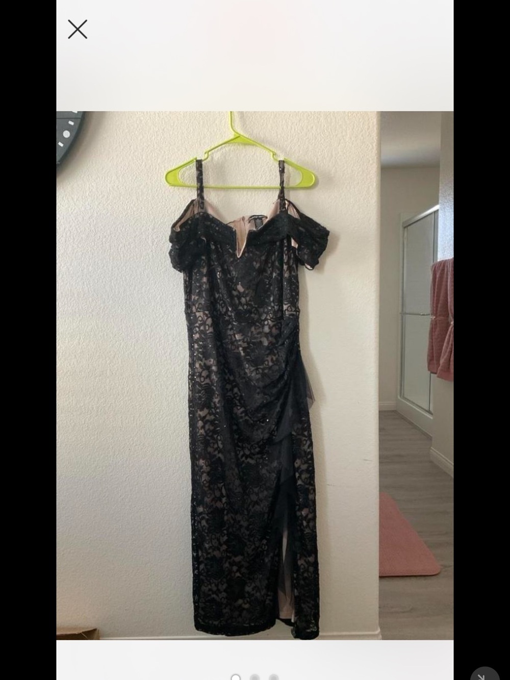 Othr Black Lace Midi Dress with Nude Lining